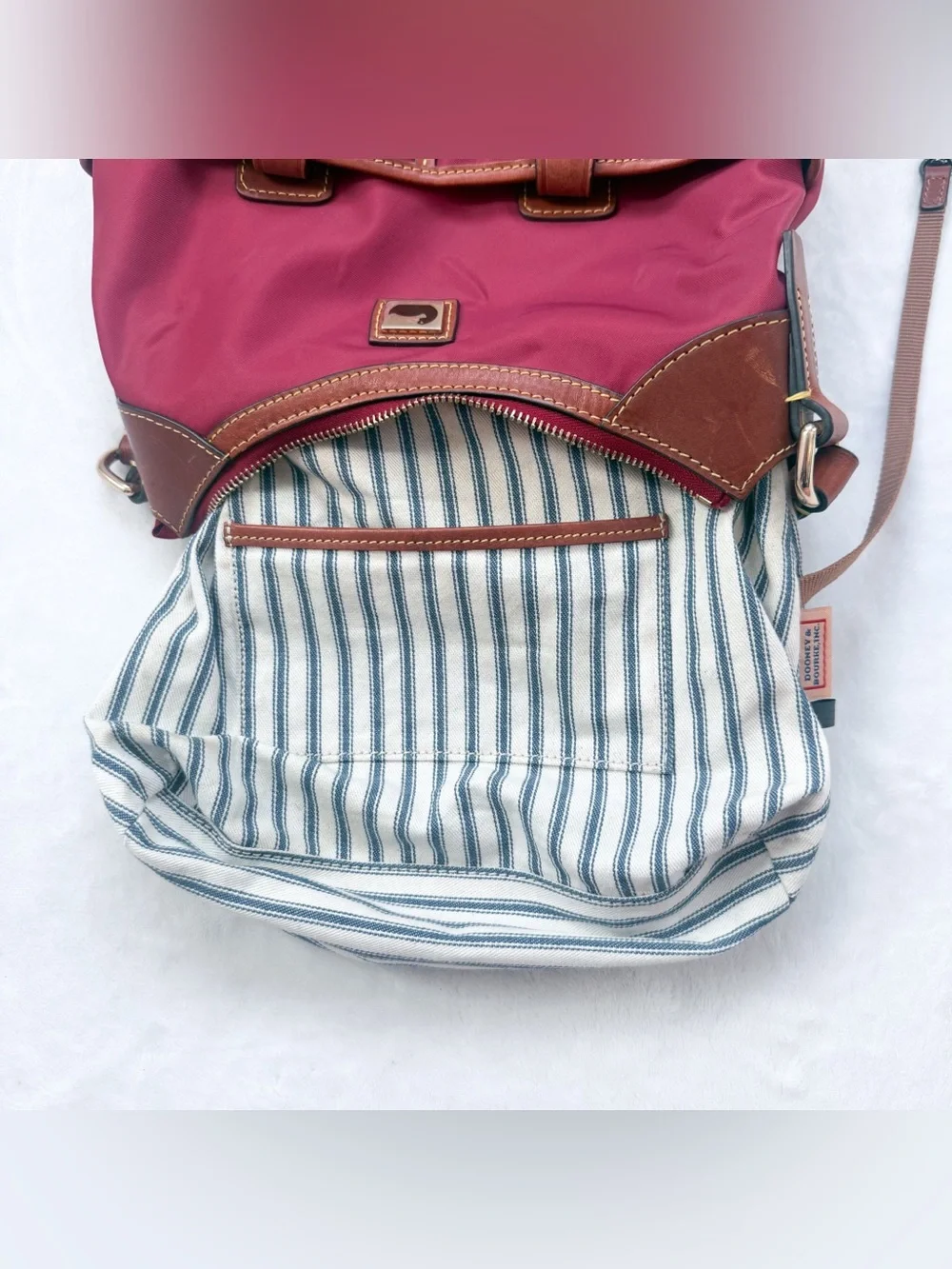 Dooney & Bourke Wayfarer Maroon Nylon/Leather Zip Hobo Bag GUC